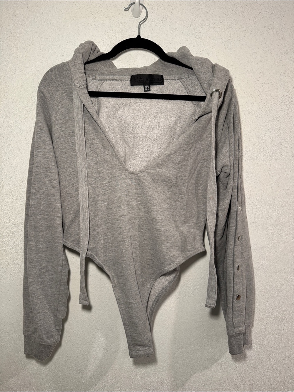 Missguided GRAY HOODED BODYSUIT TOP - Casual Pullover